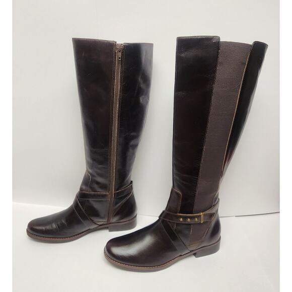 Steven By Steve Madden Women's Sydnee Tall Riding Brown Leather Boots Size 9.5W - Picture 3 of 10